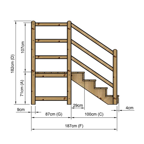 Illustration einer Treppe mit Maßenangaben.