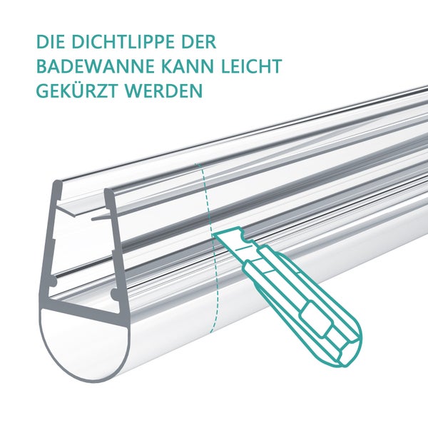 EMKE Ersatzdichtung Wasserabweiser Duschdichtung Schwallschutz Duschkabine Bad 4-6mm Glas 600mm, 2 Stück