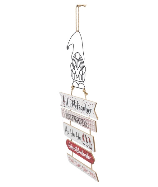 Weihnachtliches Holzschild zum Aufhängen mit Wichtelmotiv und Aufschrift