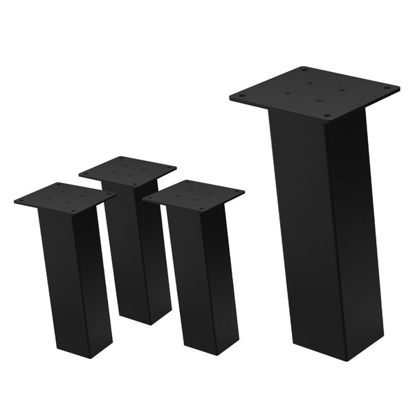 ML-Design 4er Set Tischbeine schräg H:30 cm, Schwarz glänzend, aus pulverbeschichtetem Stahl, eckig, Profil 8x8 cm, I-Form, Möbelfüße Metall 96° Neigung, Tischfüße Möbelbeine für Couchtisch, Sitzbank