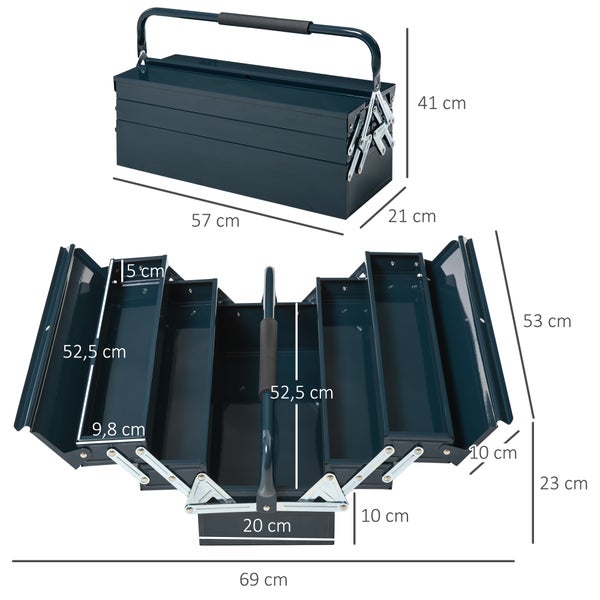DURHAND, Werkzeugkasten, Werkzeugkoffer, 57L x 21B x 41H cm, Stahl (SPCC), Dunkelgrün