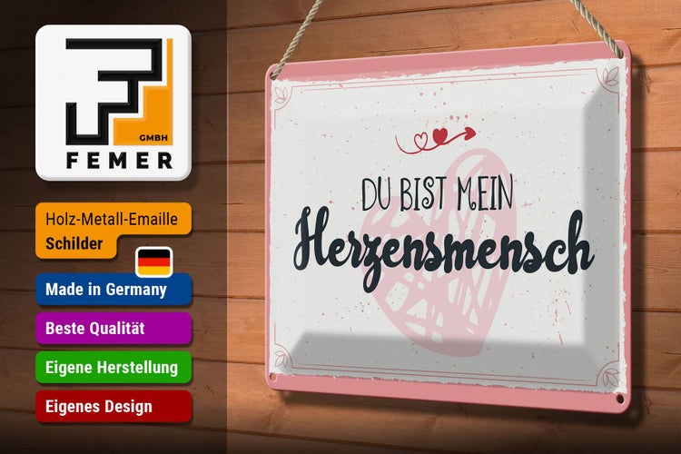 Blechschild Spruch 30x20cm Du bist mein Herzensmensch
