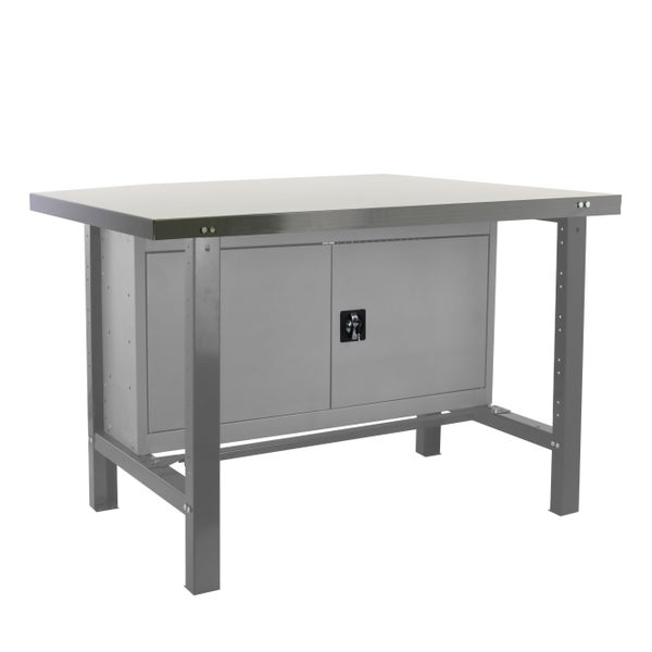 PROREGAL Werkbank Buffalo Metal mit Schrank HxBxT 83 x 150 x 73 cm Traglast 600 kg Grau