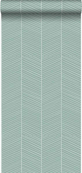 Walls4You Tapete Fischgrätmuster Mintgrün - 53 cm x 10.05 m - 935323