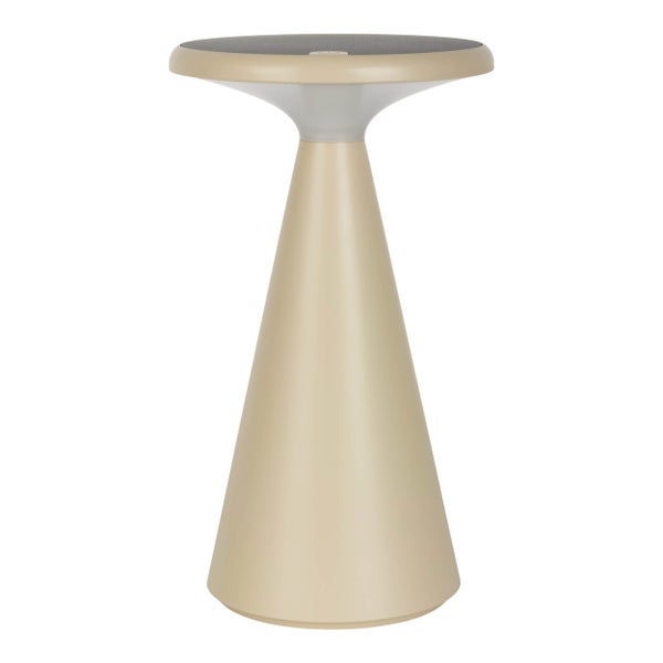 Solar-Akku-Tischleuchte Palu für Außen und Innen, aus Kunststoff in Beige , 20 cm hoch