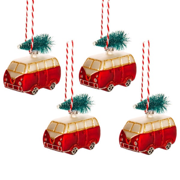 Kleine VW-Bus-Weihnachtskugeln (Satz4) - SASS & BELLE