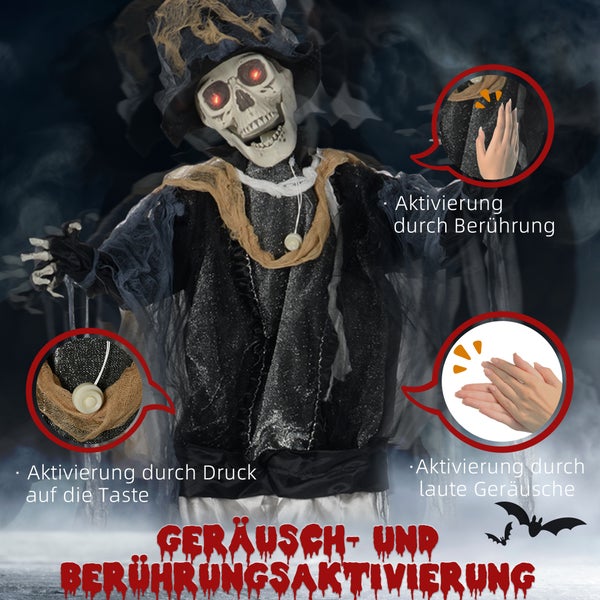 HOMCOM Halloween Dekoration, 101L x 64B x 178H cm, Polyester, Schwarz
