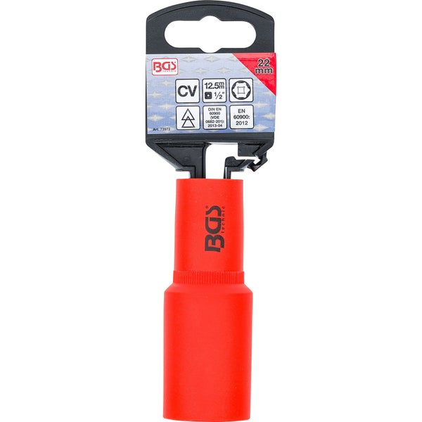 BGS VDE-Steckschlüssel-Einsatz Sechskant Antrieb Innenvierkant 12,5 mm (1/2) SW 22 mm - 72072
