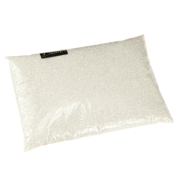 Transparenter Beutel mit Dekogranulat und Deco Logo.