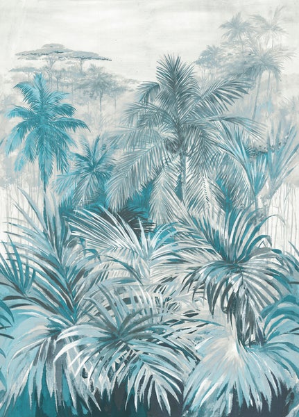 Illustration einer tropischen Landschaft mit Palmen