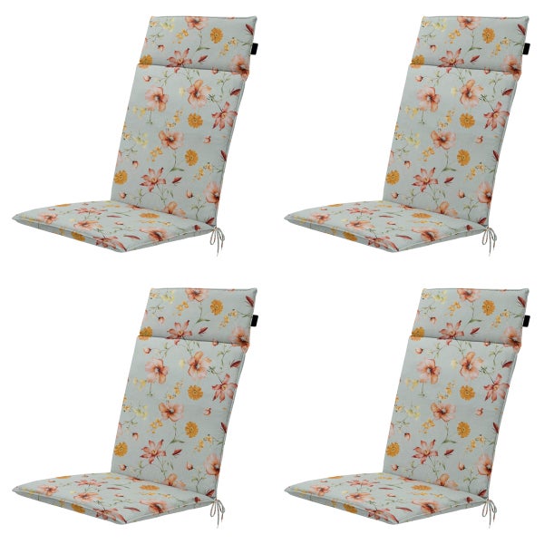 Hochlehnerauflage Florina orange - Ca. 120x50 cm - 4er-Set