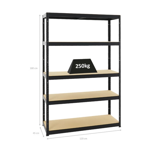 PROREGAL Schwerlastregal Big Elephant S HxBxT 180 x 120 x 45 cm Fachlast 250 kg Schwarz