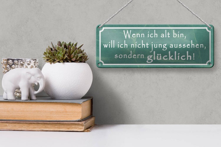 Blechschild Spruch 27x10cm wenn ich alt bin will nicht jung Dekoration