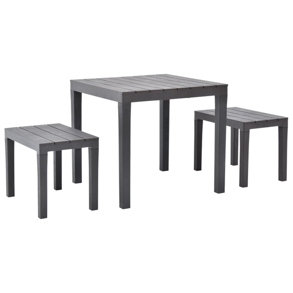 Gartentisch mit 2 Bänken Kunststoff Braun