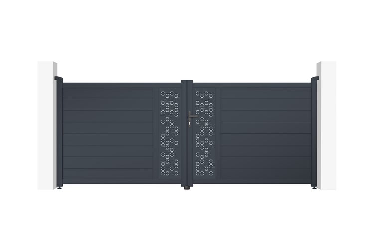 Doppelflügeltor aus Aluminium 3,5m ADULA 350B140 Grau