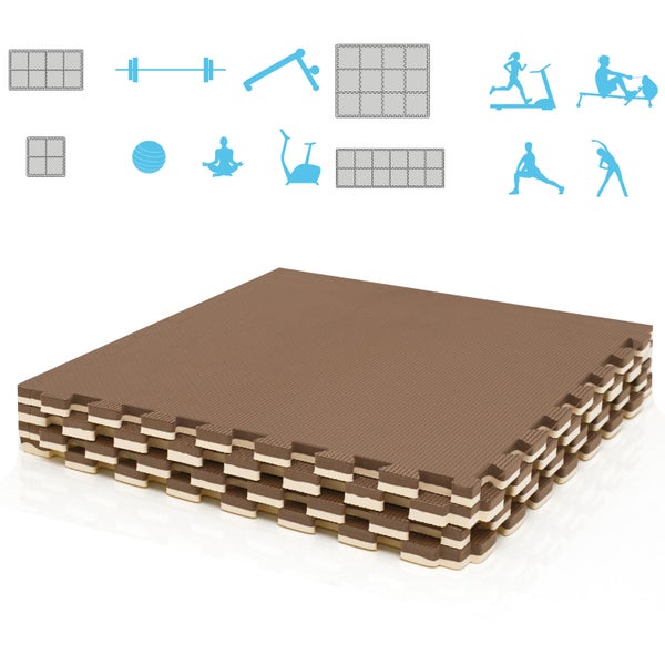 2 cm Dick: 1m² Bodenschutz Fitnessmatte - 4 Sportmatten 50 x 50 cm
