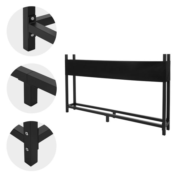 ML-Design Metall Kaminholzregal mit Abdeckung 200x25x115 cm Anthrazit Stahl, Stapelhilfe Außen mit Schutzhülle, Garten Kaminholzunterstand 0,8m³/1,3 SRM, Feuerholzregal Brennholzregal Kaminholzständer