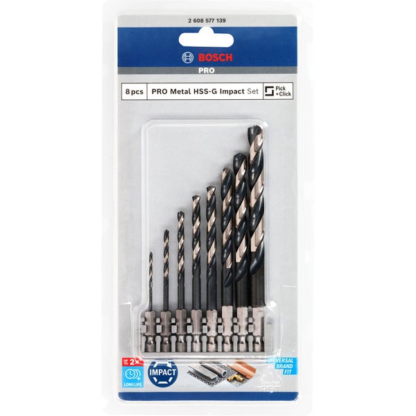 Bosch PRO Metal HSS-G Impact Spiralbohrer-Set 8-tlg. - 2608577139