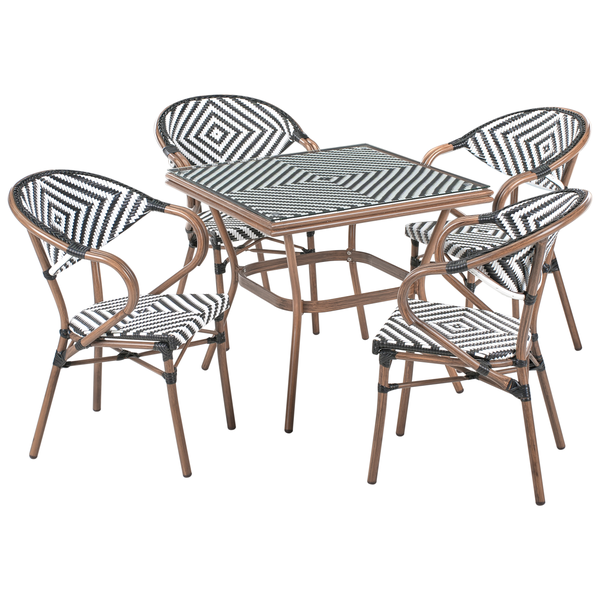 Gartenmöbel Set 4-Sitzer CASPRI Polyrattan Schwarz / Weiß