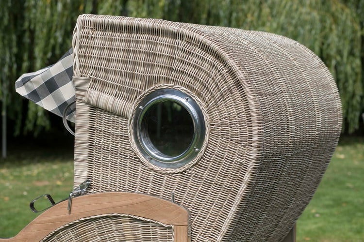 Strandkorb Westerland Teak Bullauge PE shell Dessin 506