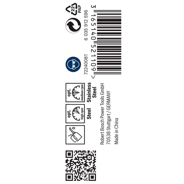 Verpackungsaufdruck mit Informationen zu Materialeignung, Sicherheitsvorkehrungen und Hersteller.