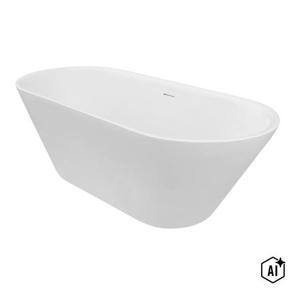 Freistehende Badewanne mit ovaler Form und integriertem Überlauf