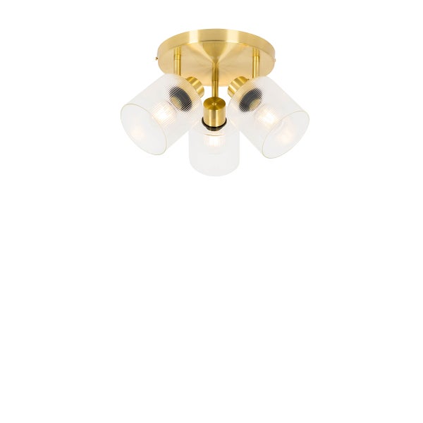 Deckenstrahler Gold mit Glas 3-flammig verstellbar rund - Laura