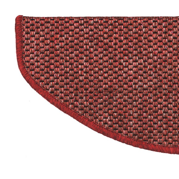 FLOORDIREKT Stufenmatte Kalkutta - Sisaloptik - Schlingenpol - Selbstklebend - Rot - Halbrund - 23,5 x 65 cm