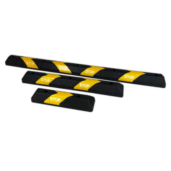 UvV PARKSTOP -Radstopper Fahrzeugstopper Parkplatzbegrenzer + STOP reflektierend / 1.100 mm schwarz