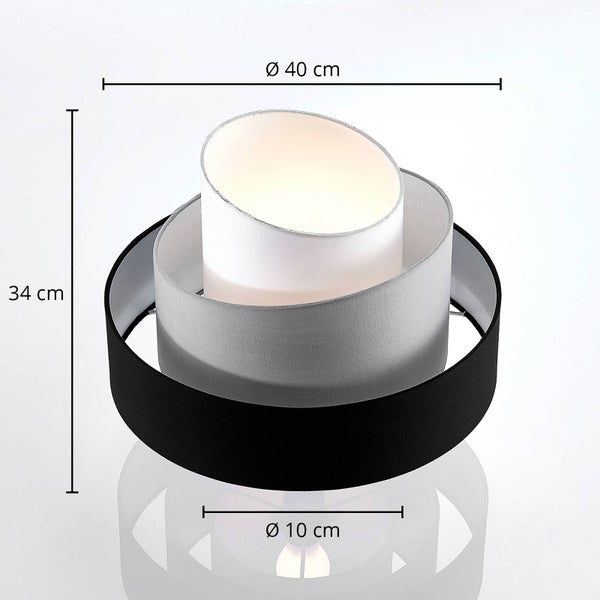 Lindby Stoff Deckenlampe schwarz, grau weiß 3 Textil Schirme rund 1x E27 max. 60W ohne Leuchtmittel Deckenleuchte Schlafzimmerlampe