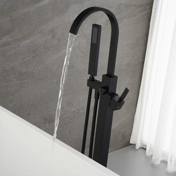 Home Deluxe - Design Standarmatur - SKY Matt Schwarz - Höhe: 112 cm, inkl. Handbrause I freistehende Armatur Wannenbrause Wanneneinlass
