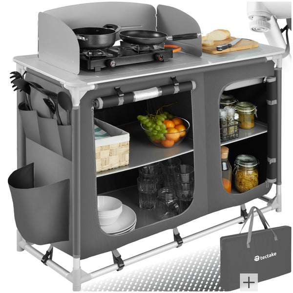 Campingküche Luxus mit 4 Fächern tectake  faltbar 116 x 52 x 107 cm