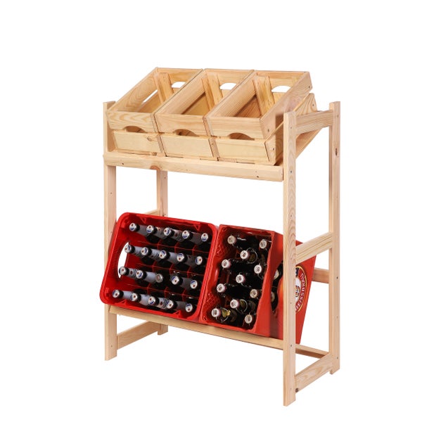 PROREGAL Getränkekistenregal SPREEWALD HxBxT 86x70x33cm 2 Ebenen Massives Kiefernholz Natur