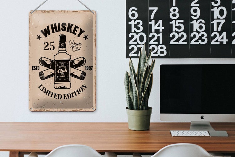 Blechschild Spruch Whiskey 25 years Limited Edition 20x30cm