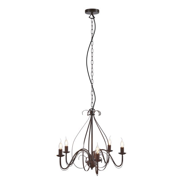 Deckenleuchte mit fünf Leuchtenarmen und Kettenaufhängung