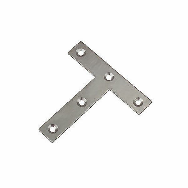 T-Verbinder aus Metall zur stabilen Verbindung von Holzbauteilen mit vorgebohrten Schraublöchern