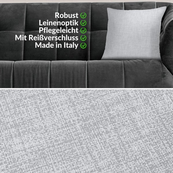 Kissenhülle Leinenoptik 60x60cm ohne Füllung Weißgrau