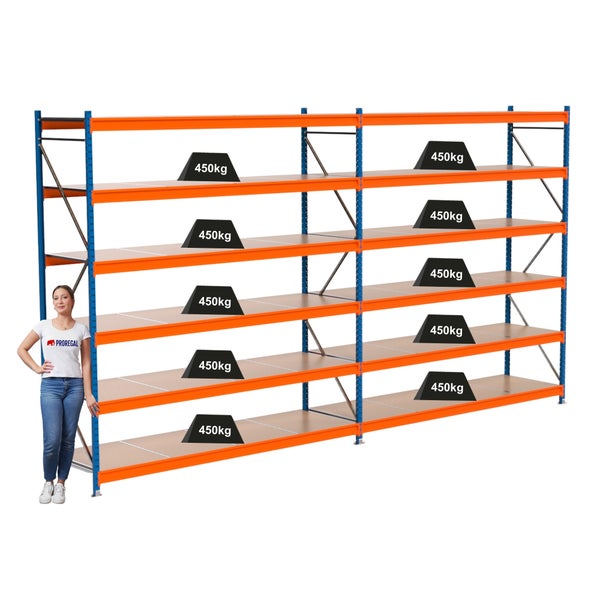 Lagerregal mit mehreren Ebenen, Traglast 450 Kilogramm pro Ebene
