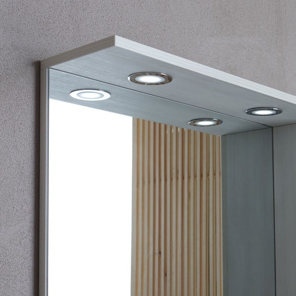 Unterschrank mit Füßen, Keramik-Waschbecken, Spiegel, Led- Licht, Hängeschrank | Rimini