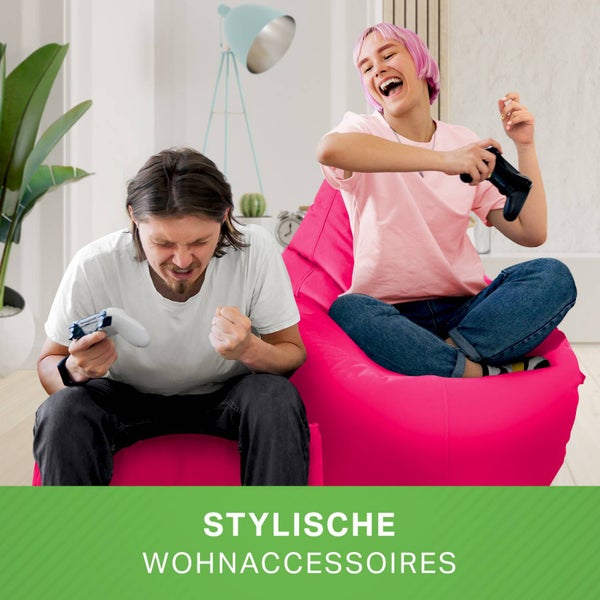 Green Bean 2er Set Sitzsack + Hocker - fertig befüllt - robust waschbar schmutzabweisend - Kinder & Erwachsene Bean Bag Bodenkissen Lounge Sitzhocker Relax-Sessel Gamer Gamingstuhl Pouf - Pink
