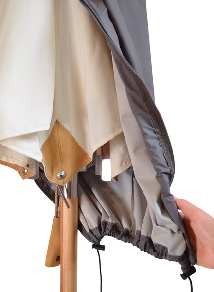Schutzhülle Sonnenschirm 205 cm Grau für eckige Schirme premium