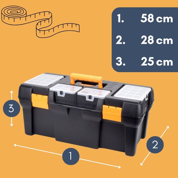 Werkzeugkoffer leer groß Werkzeugkasten Werkzeugkiste Werkzeugkästen Kunststoff Angel Box Kiste Haushalt Tool Box Set 58 x 28 x 25 cm