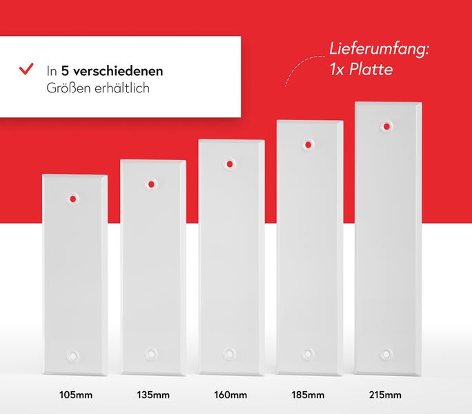 Kunststoffplatten in fünf Größen erhältlich, von 105 Millimeter bis 215 Millimeter, Lieferumfang: 1 Platte