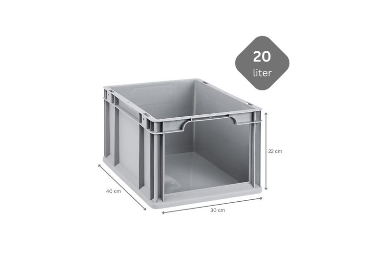 PROREGAL SparSet 5x Eurobox NextGen Store HxBxT 22 x 30 x 40 cm 20 Liter Front Offen Eurobehälter Transportbox