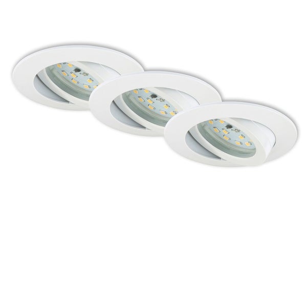 LED Einbauleuchten schwenkbar 3er-Set dimmbar 6,5 W IP23 Weiß Ø8,2cm Briloner