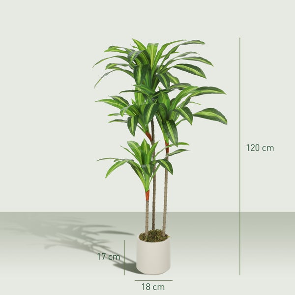 Künstliche Dracaena Pflanze im Topf, Höhe 120 Zentimeter, Topfhöhe 17 Zentimeter, Topfdurchmesser 18 Zentimeter, drei Stämme.