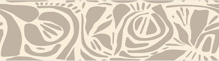 Tapetenborte mit abstraktem, organischem Muster aus botanischen Formen zur Wandgestaltung.