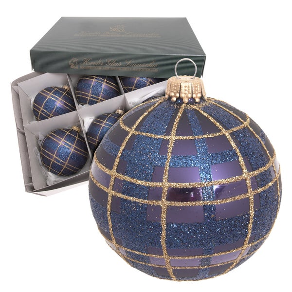 Kugeln Scottish Christmas, Blau Glanz, 8cm, 6 Stck., Weihnachtsbaumkugeln, Christbaumschmuck, Weihnachtsbaumanhänger