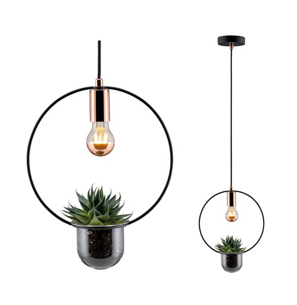 Neordic Pendelleuchte Tasja E27 max. 20W Schwarz, Kupfer dimmbar Metall