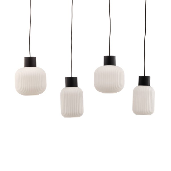 Lucande Pendelleuchte Lomeris (Modern) in Weiß aus Glas (4 flammig, E27) - Hängelampe Esstischlampe Hängeleuchte Wohnzimmerleuchte